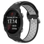 For Garmin Forerunner 245 Music 20mm Perforated Breathable Sports Silicone Watch Band(Black+ Grey)