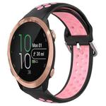 For Garmin Forerunner 645 Music 20mm Perforated Breathable Sports Silicone Watch Band(Black+Pink)