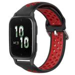 For Garmin Forerunner Sq2 20mm Perforated Breathable Sports Silicone Watch Band(Black+ Red)