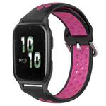 For Garmin Forerunner Sq2 20mm Perforated Breathable Sports Silicone Watch Band(Black+Rose Red)
