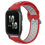 For Garmin Forerunner Sq2 20mm Perforated Breathable Sports Silicone Watch Band(Red+Grey)
