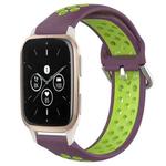 For Garmin Forerunner Sq2 Music 20mm Perforated Breathable Sports Silicone Watch Band(Purple+Lime)