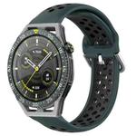For Huawei Watch GT3 SE 22mm Perforated Breathable Sports Silicone Watch Band(Olive Green+Black)