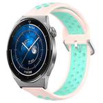 For Huawei Watch GT3 Pro 46mm 22mm Perforated Breathable Sports Silicone Watch Band(Pink+ Water Duck)