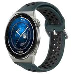 For Huawei Watch GT3 Pro 46mm 22mm Perforated Breathable Sports Silicone Watch Band(Olive Green+Black)