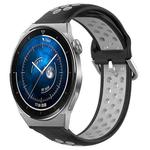 For Huawei Watch GT3 Pro 46mm 22mm Perforated Breathable Sports Silicone Watch Band(Black+ Grey)