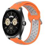 For Huawei Watch Buds 22mm Perforated Breathable Sports Silicone Watch Band(Orange+Grey)