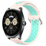 For Huawei Watch Buds 22mm Perforated Breathable Sports Silicone Watch Band(Pink+ Water Duck)