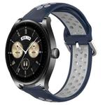 For Huawei Watch Buds 22mm Perforated Breathable Sports Silicone Watch Band(Midnight Blue + Gray)