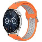 For Huawei Watch GT3 46mm 22mm Perforated Breathable Sports Silicone Watch Band(Orange+Grey)
