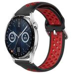 For Huawei Watch GT3 46mm 22mm Perforated Breathable Sports Silicone Watch Band(Black+ Red)