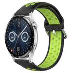 For Huawei Watch GT3 46mm 22mm Perforated Breathable Sports Silicone Watch Band(Black+ Lime)