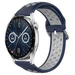 For Huawei Watch GT3 46mm 22mm Perforated Breathable Sports Silicone Watch Band(Midnight Blue + Gray)