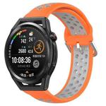 For Huawei Watch GT Runner 22mm Perforated Breathable Sports Silicone Watch Band(Orange+Grey)