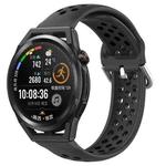For Huawei Watch GT Runner 22mm Perforated Breathable Sports Silicone Watch Band(Black)
