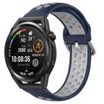 For Huawei Watch GT Runner 22mm Perforated Breathable Sports Silicone Watch Band(Midnight Blue + Gray)