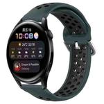 For Huawei Watch 3 22mm Perforated Breathable Sports Silicone Watch Band(Olive Green+Black)