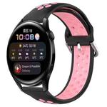 For Huawei Watch 3 22mm Perforated Breathable Sports Silicone Watch Band(Black+Pink)