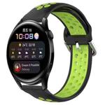 For Huawei Watch 3 22mm Perforated Breathable Sports Silicone Watch Band(Black+ Lime)