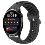 For Huawei Watch 3 22mm Perforated Breathable Sports Silicone Watch Band(Black)