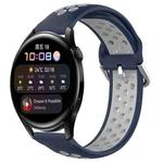 For Huawei Watch 3 22mm Perforated Breathable Sports Silicone Watch Band(Midnight Blue + Gray)