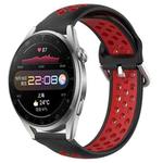 For Huawei Watch 3 Pro 22mm Perforated Breathable Sports Silicone Watch Band(Black+ Red)