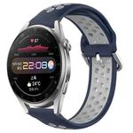 For Huawei Watch 3 Pro 22mm Perforated Breathable Sports Silicone Watch Band(Midnight Blue + Gray)