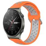 For Huawei GT2 Pro 22mm Perforated Breathable Sports Silicone Watch Band(Orange+Grey)