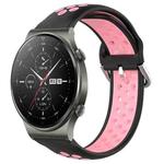 For Huawei GT2 Pro 22mm Perforated Breathable Sports Silicone Watch Band(Black+Pink)