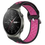 For Huawei GT2 Pro 22mm Perforated Breathable Sports Silicone Watch Band(Black+Rose Red)