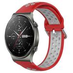 For Huawei GT2 Pro 22mm Perforated Breathable Sports Silicone Watch Band(Red+Grey)