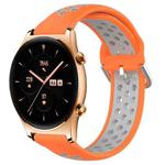 For Honor Watch GS 3 22mm Perforated Breathable Sports Silicone Watch Band(Orange+Grey)