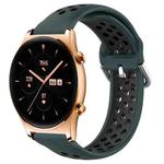 For Honor Watch GS 3 22mm Perforated Breathable Sports Silicone Watch Band(Olive Green+Black)