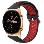 For Honor Watch GS 3 22mm Perforated Breathable Sports Silicone Watch Band(Black+ Red)