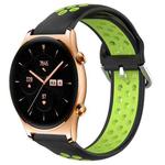 For Honor Watch GS 3 22mm Perforated Breathable Sports Silicone Watch Band(Black+ Lime)