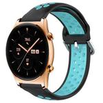 For Honor Watch GS 3 22mm Perforated Breathable Sports Silicone Watch Band(Black+Blue)