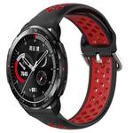 For Honor Watch GS Pro 22mm Perforated Breathable Sports Silicone Watch Band(Black+ Red)