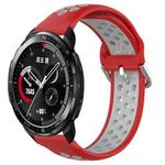 For Honor Watch GS Pro 22mm Perforated Breathable Sports Silicone Watch Band(Red+Grey)