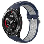 For Honor Watch GS Pro 22mm Perforated Breathable Sports Silicone Watch Band(Midnight Blue + Gray)