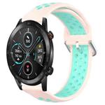 For Honor Magic Watch 2 46mm 22mm Perforated Breathable Sports Silicone Watch Band(Pink+ Water Duck)