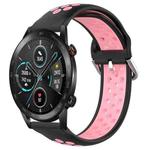 For Honor Magic Watch 2 46mm 22mm Perforated Breathable Sports Silicone Watch Band(Black+Pink)