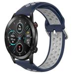 For Honor Magic Watch 2 46mm 22mm Perforated Breathable Sports Silicone Watch Band(Midnight Blue + Gray)