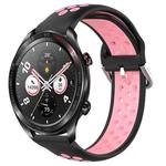 For Honor Watch Dream 22mm Perforated Breathable Sports Silicone Watch Band(Black+Pink)