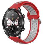 For Honor Watch Dream 22mm Perforated Breathable Sports Silicone Watch Band(Red+Grey)