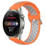 For Huawei Watch 3 Pro New 22mm Perforated Breathable Sports Silicone Watch Band(Orange+Grey)