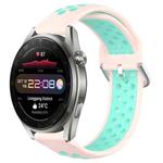 For Huawei Watch 3 Pro New 22mm Perforated Breathable Sports Silicone Watch Band(Pink+ Water Duck)