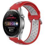 For Huawei Watch 3 Pro New 22mm Perforated Breathable Sports Silicone Watch Band(Red+Grey)