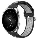 For Xiaomi Watch S2 42mm 22mm Perforated Breathable Sports Silicone Watch Band(Black+Grey)