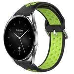 For Xiaomi Watch S2 42mm 22mm Perforated Breathable Sports Silicone Watch Band(Black+Lime)