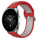 For Xiaomi Watch S2 42mm 22mm Perforated Breathable Sports Silicone Watch Band(Red+Grey)